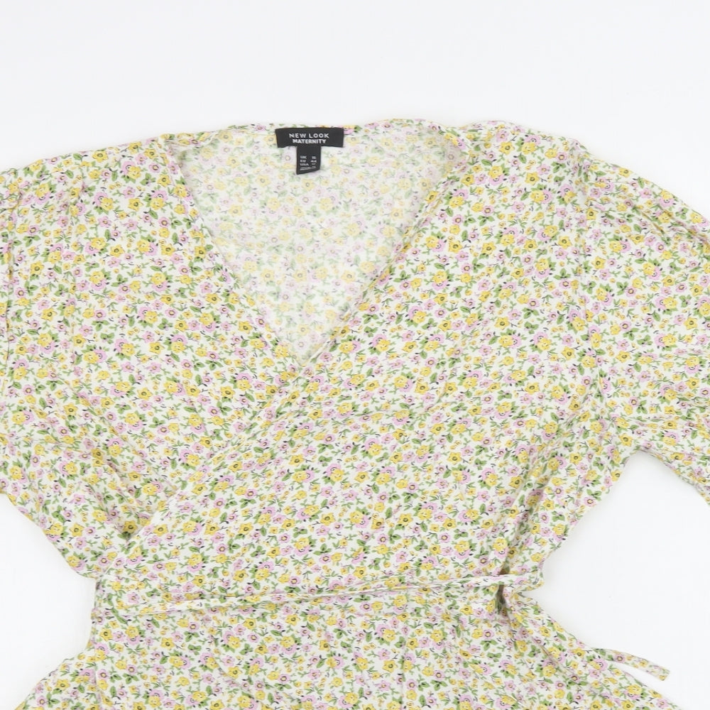 New Lok Womens Multicoloured Floral Viscose Basic Blouse Size 16 V-Neck - Maternity
