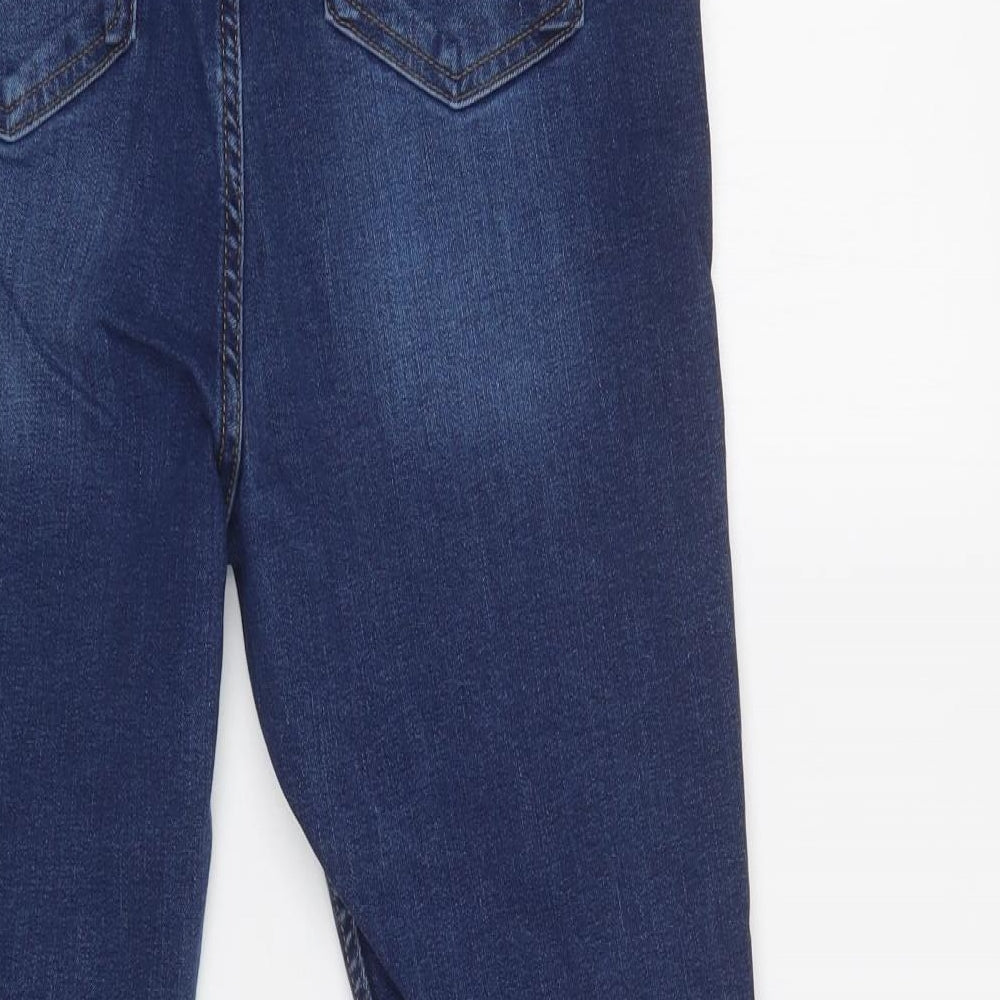 Boohoo Womens Blue  Cotton Skinny Jeans Size 14 L29 in Regular Button