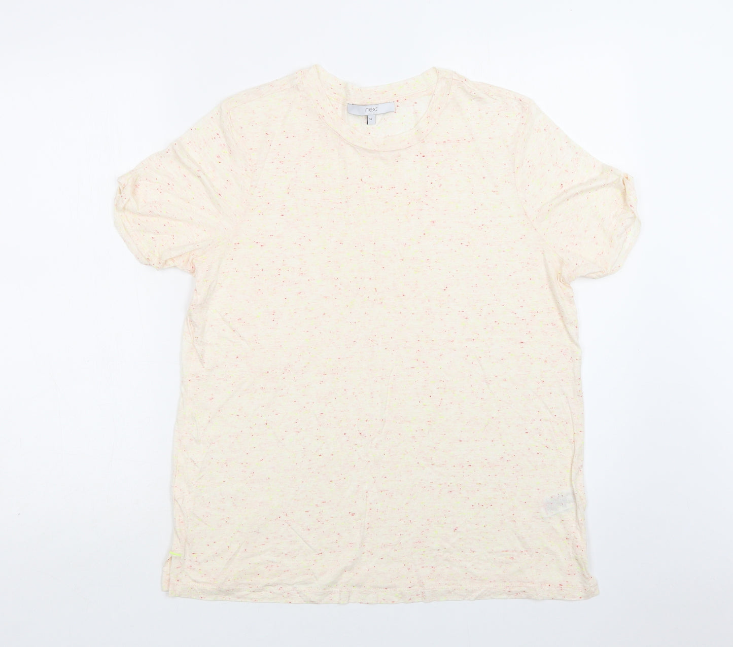 NEXT Womens Beige  Viscose Basic T-Shirt Size 14 Crew Neck