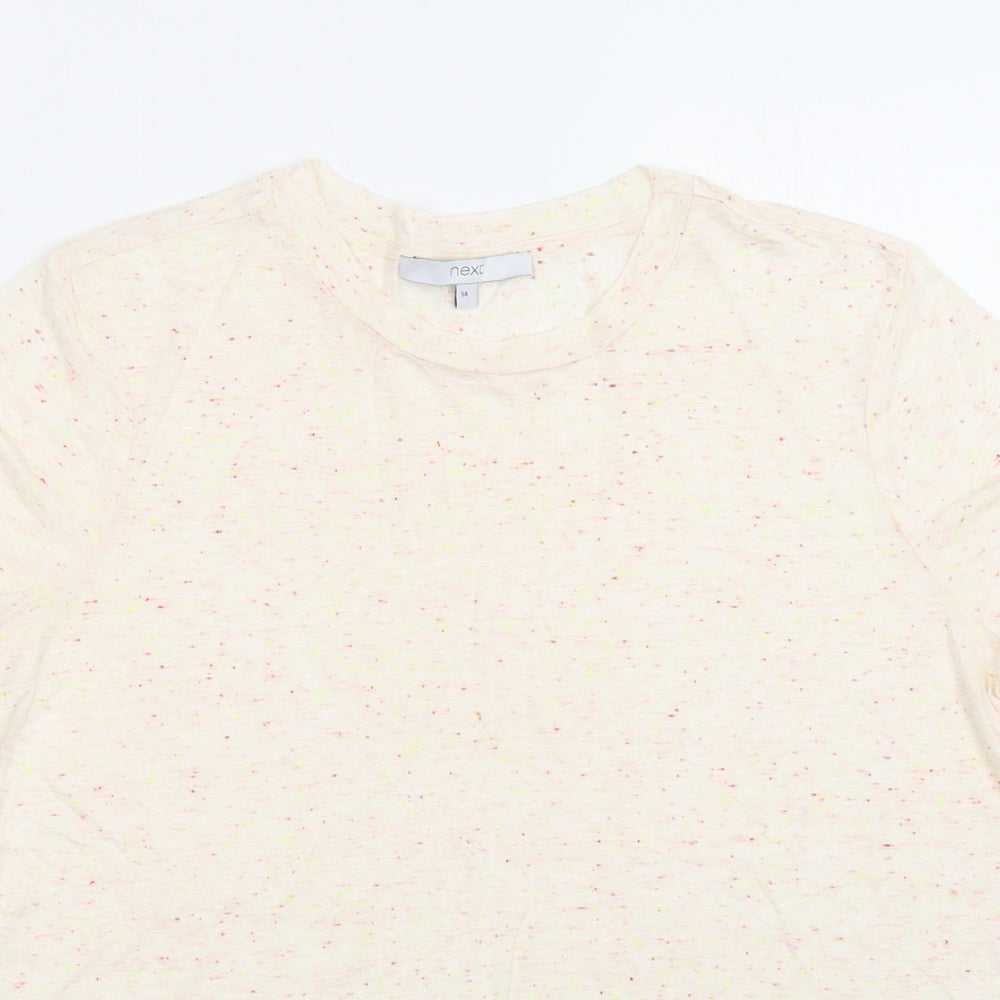 NEXT Womens Beige  Viscose Basic T-Shirt Size 14 Crew Neck