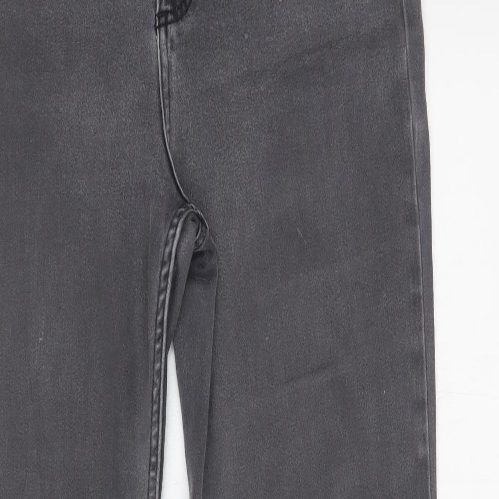 Per Una Womens Grey  Cotton Straight Jeans Size 12 L32 in Regular Button