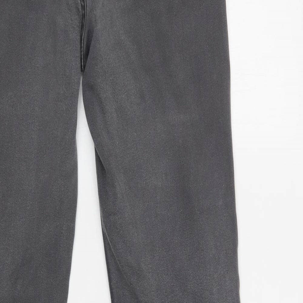 Per Una Womens Grey  Cotton Straight Jeans Size 12 L32 in Regular Button