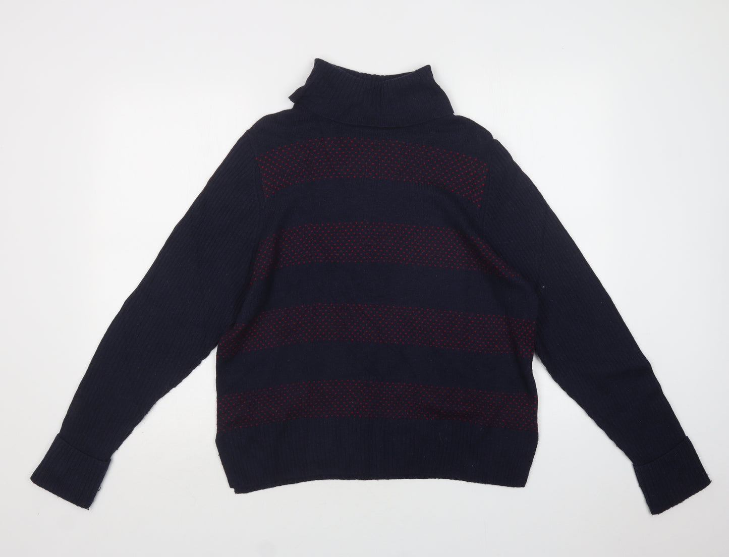 M&S Womens Blue Roll Neck Geometric Viscose Pullover Jumper Size 16
