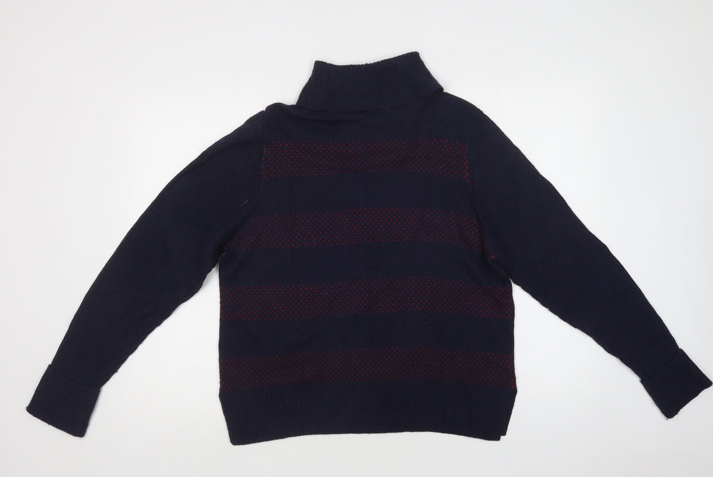 M&S Womens Blue Roll Neck Geometric Viscose Pullover Jumper Size 16