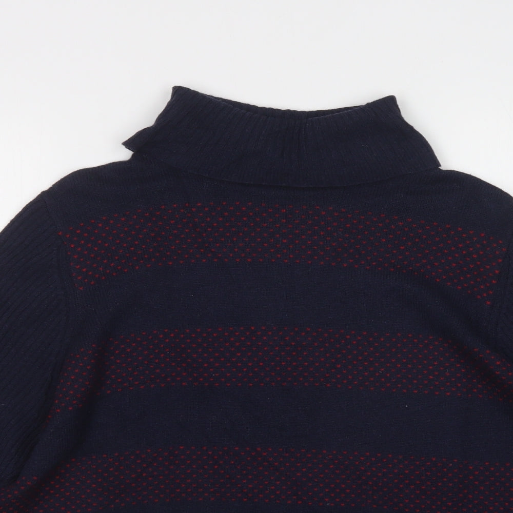 M&S Womens Blue Roll Neck Geometric Viscose Pullover Jumper Size 16