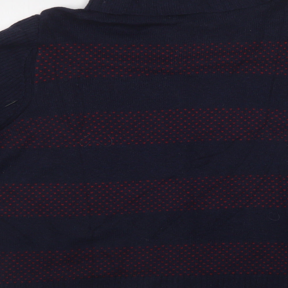 M&S Womens Blue Roll Neck Geometric Viscose Pullover Jumper Size 16