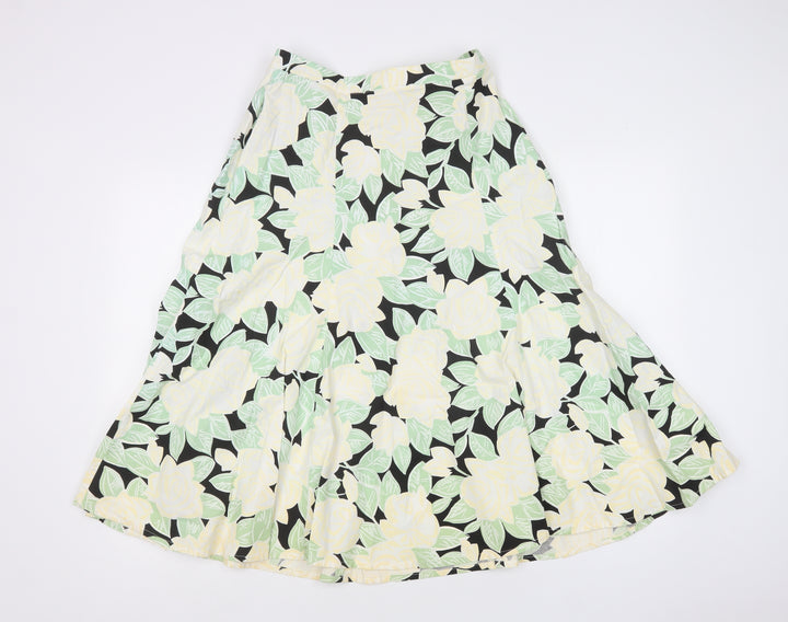 IMAGES Womens Multicoloured Floral Cotton A-Line Skirt Size 16   Zip