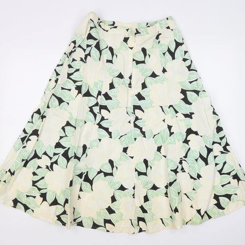 IMAGES Womens Multicoloured Floral Cotton A-Line Skirt Size 16   Zip