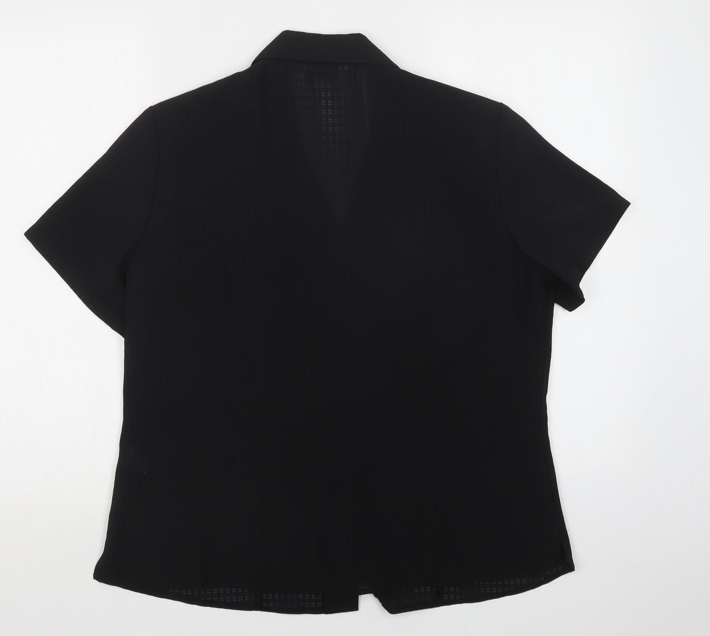Bonmarché Womens Black Check Polyester Basic Blouse Size 14 Collared