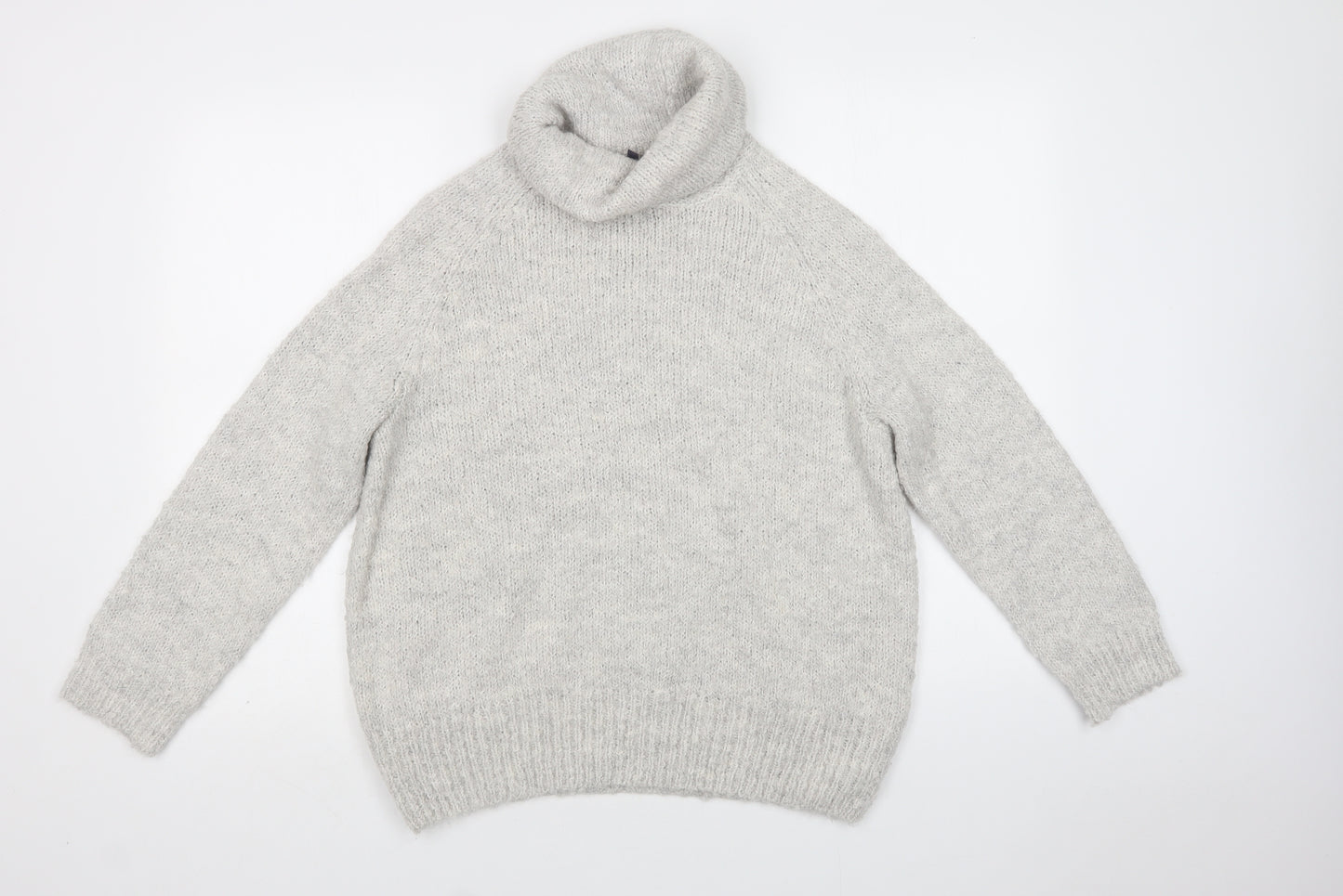 M&S Womens Grey Roll Neck  Acrylic Pullover Jumper Size 14