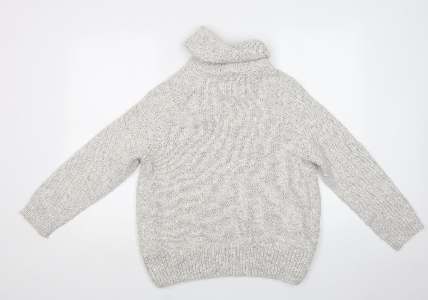 M&S Womens Grey Roll Neck  Acrylic Pullover Jumper Size 14