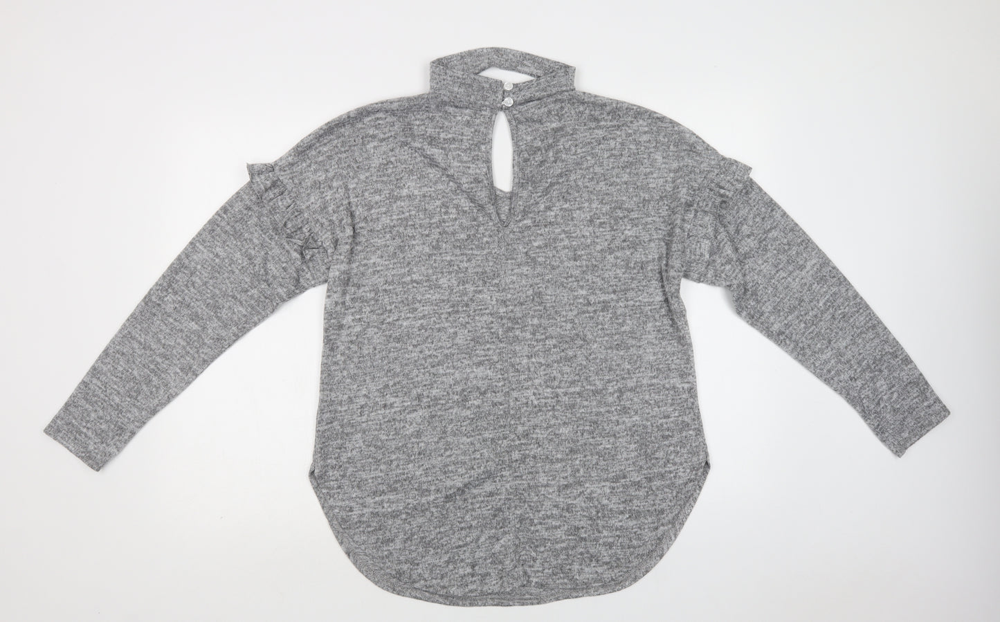 Blue Vanilla Womens Grey V-Neck  Polyester Pullover Jumper Size 14