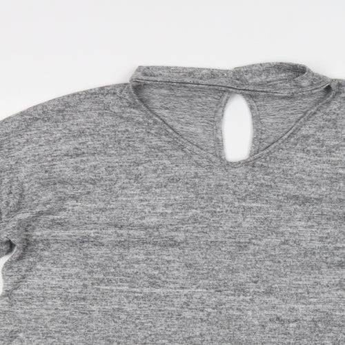 Blue Vanilla Womens Grey V-Neck  Polyester Pullover Jumper Size 14
