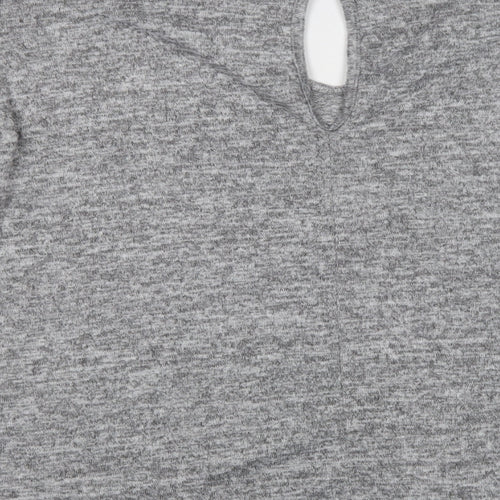 Blue Vanilla Womens Grey V-Neck  Polyester Pullover Jumper Size 14