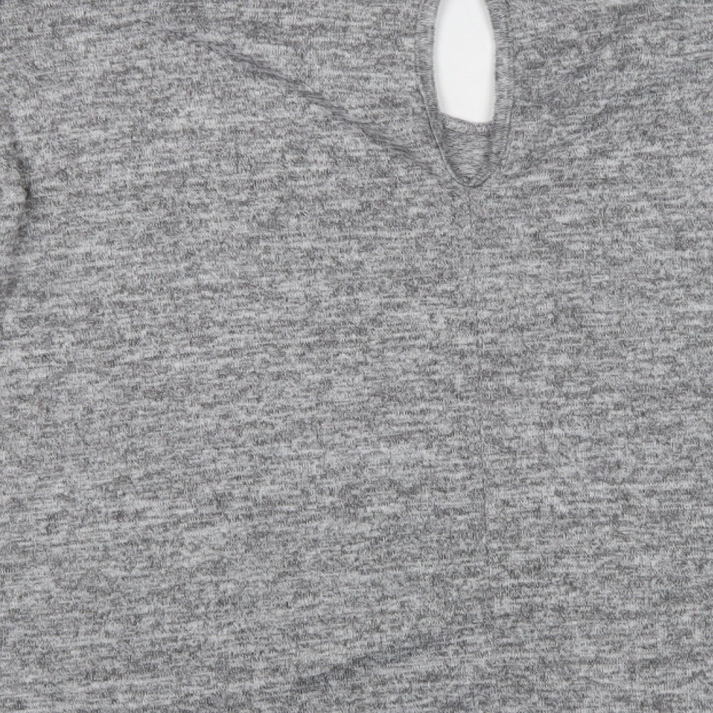 Blue Vanilla Womens Grey V-Neck  Polyester Pullover Jumper Size 14