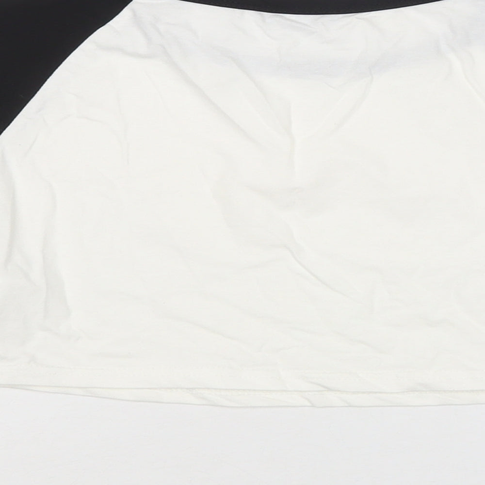SheIn Womens White  Cotton Cropped T-Shirt Size XS Crew Neck