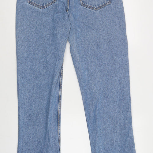 Oldaxe Mens Blue  Cotton Straight Jeans Size 34 L34 in Regular Button