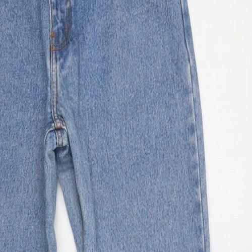 Oldaxe Mens Blue  Cotton Straight Jeans Size 34 L34 in Regular Button