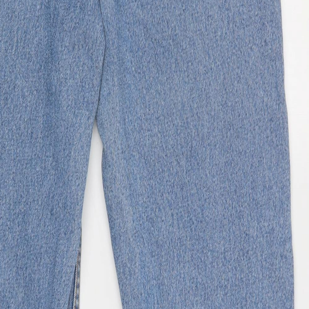 Oldaxe Mens Blue  Cotton Straight Jeans Size 34 L34 in Regular Button