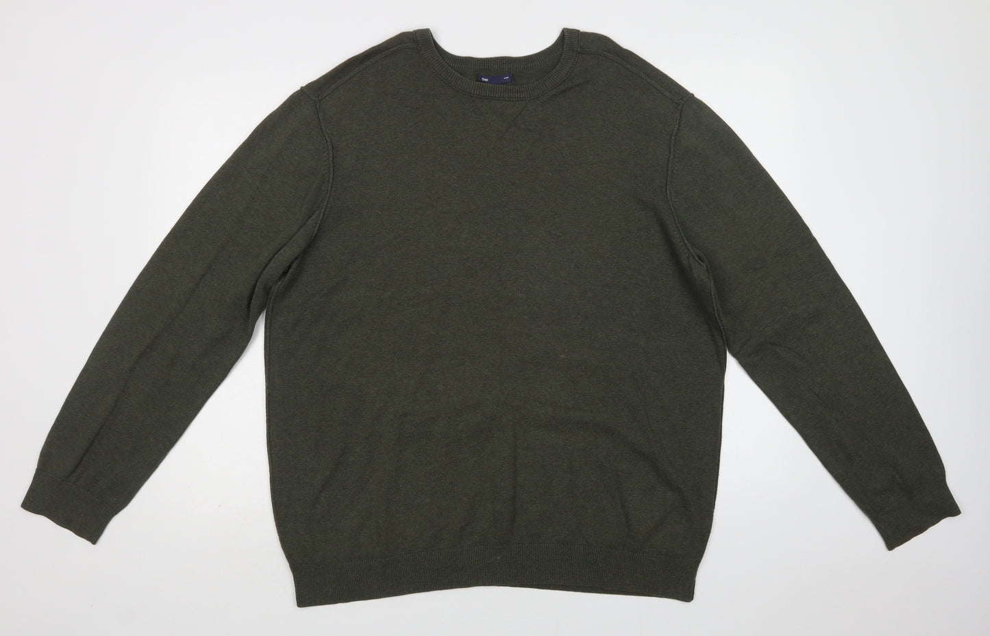 Gqap Mens Green Crew Neck  Cotton Pullover Jumper Size XL