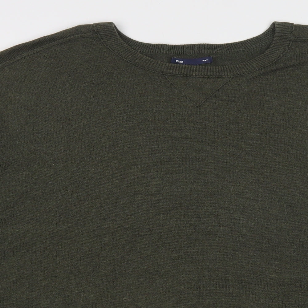 Gqap Mens Green Crew Neck  Cotton Pullover Jumper Size XL