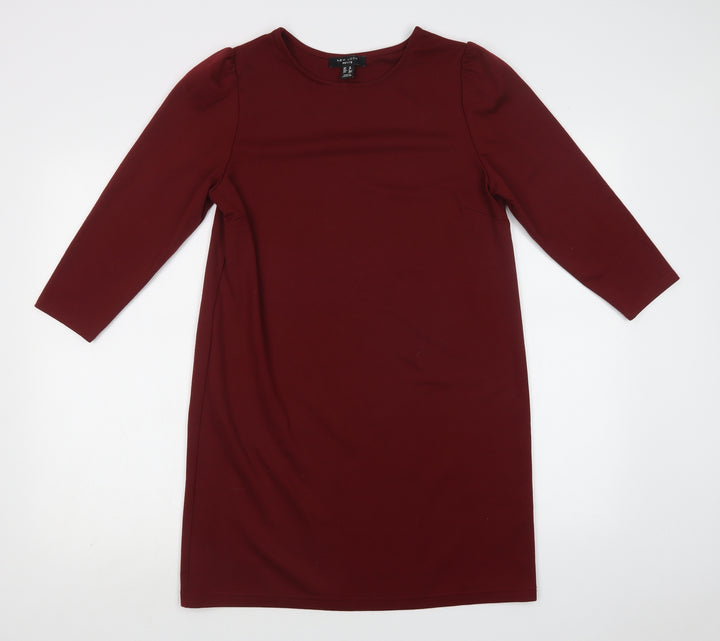 New Look Womens Red  Polyester Shift  Size 10  Crew Neck