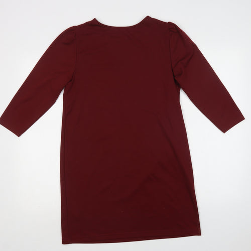 New Look Womens Red  Polyester Shift  Size 10  Crew Neck