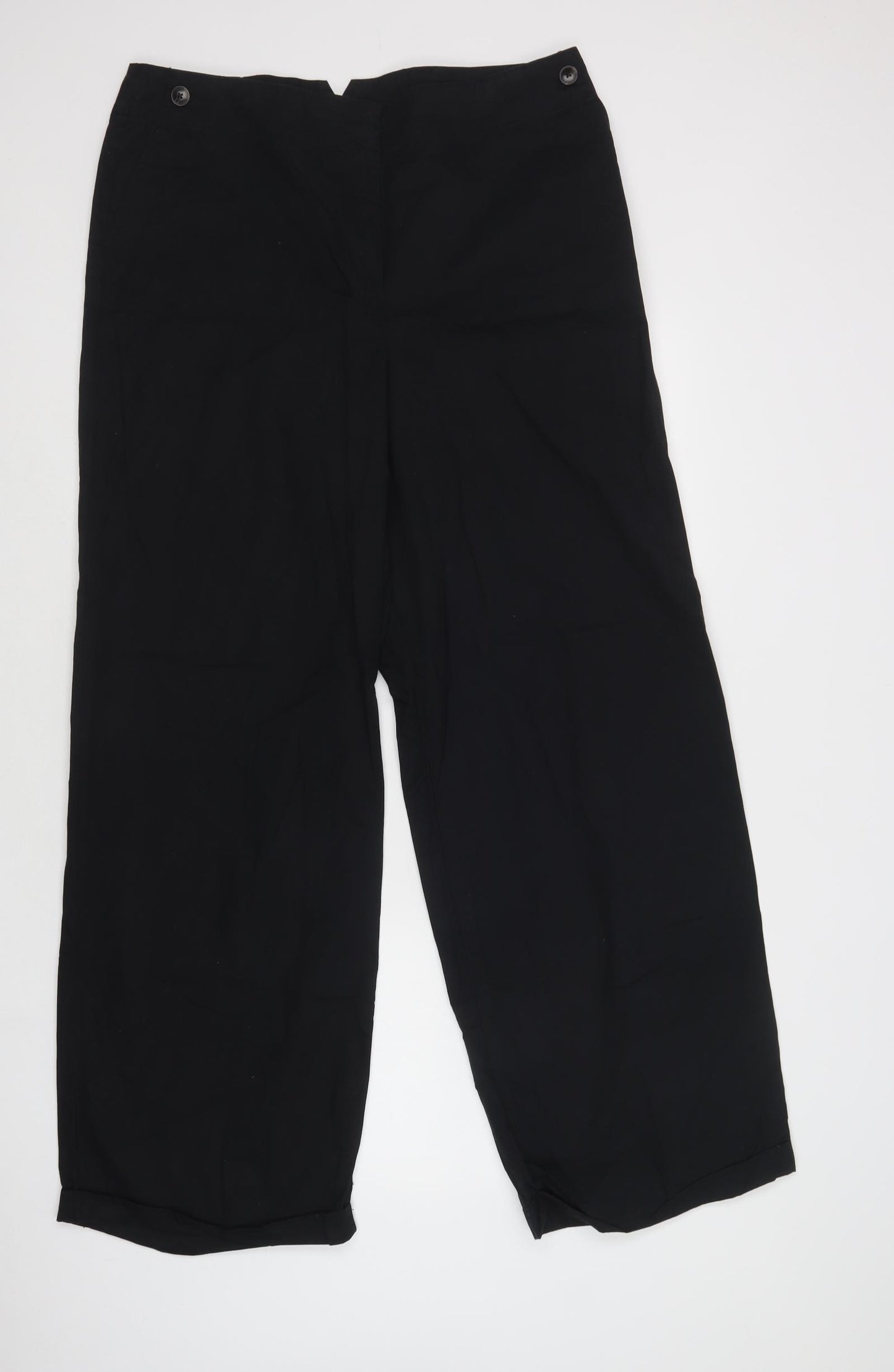 NEXT Womens Black  Cotton Cargo Trousers Size 16 L33 in Regular Hook & Loop