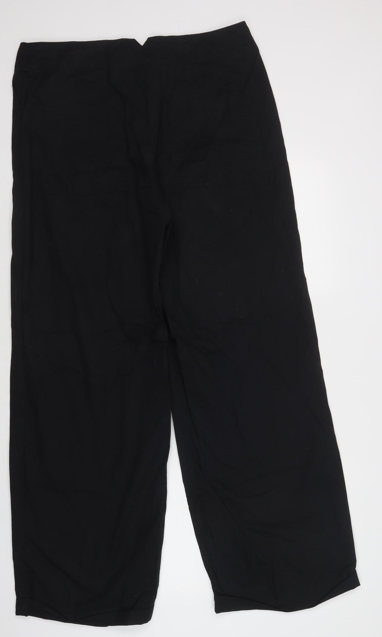 NEXT Womens Black  Cotton Cargo Trousers Size 16 L33 in Regular Hook & Loop