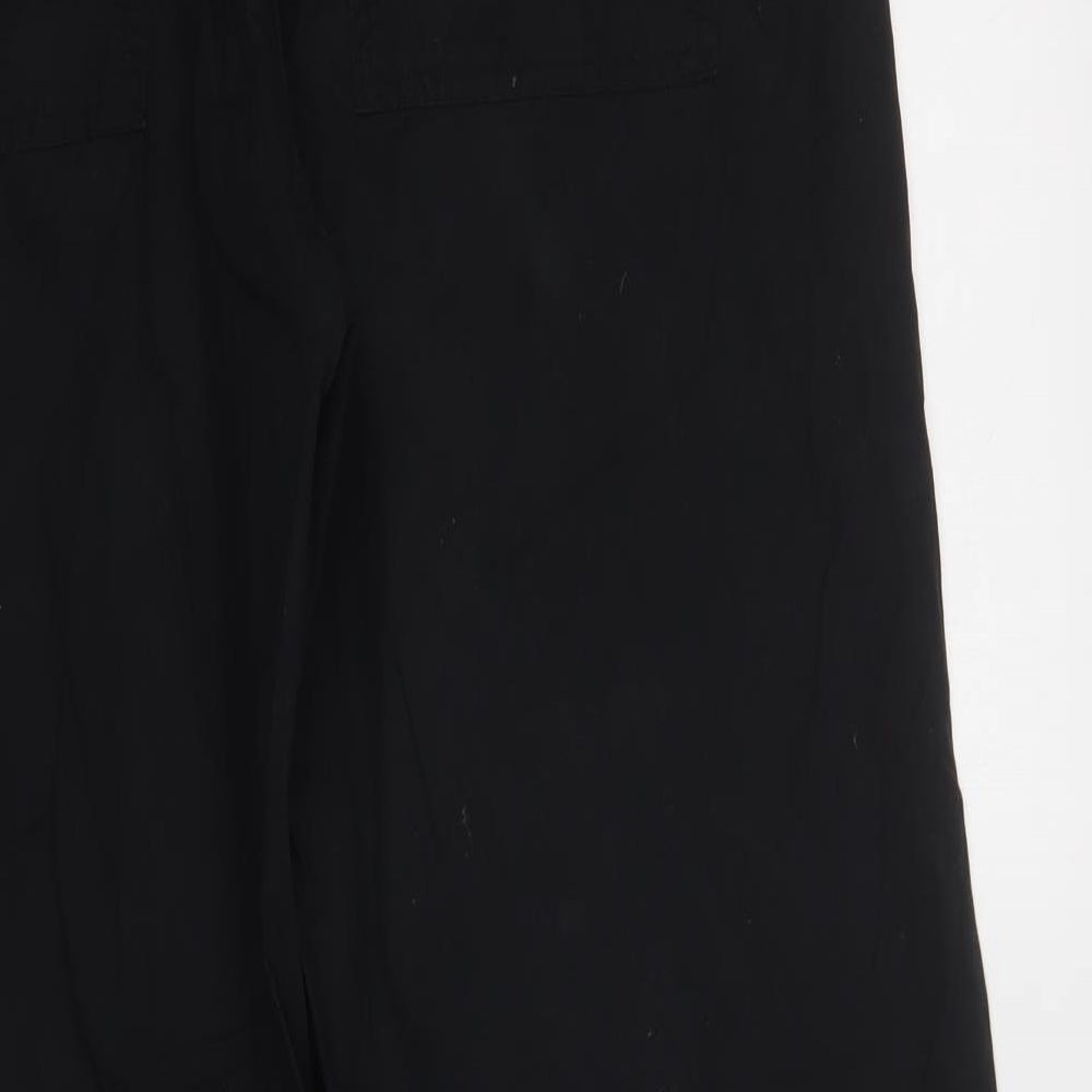 NEXT Womens Black  Cotton Cargo Trousers Size 16 L33 in Regular Hook & Loop