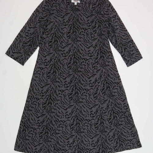 Essential Collection Womens Grey Animal Print Polyester A-Line  Size 16  Square Neck
