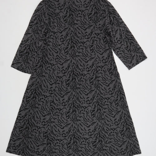 Essential Collection Womens Grey Animal Print Polyester A-Line  Size 16  Square Neck