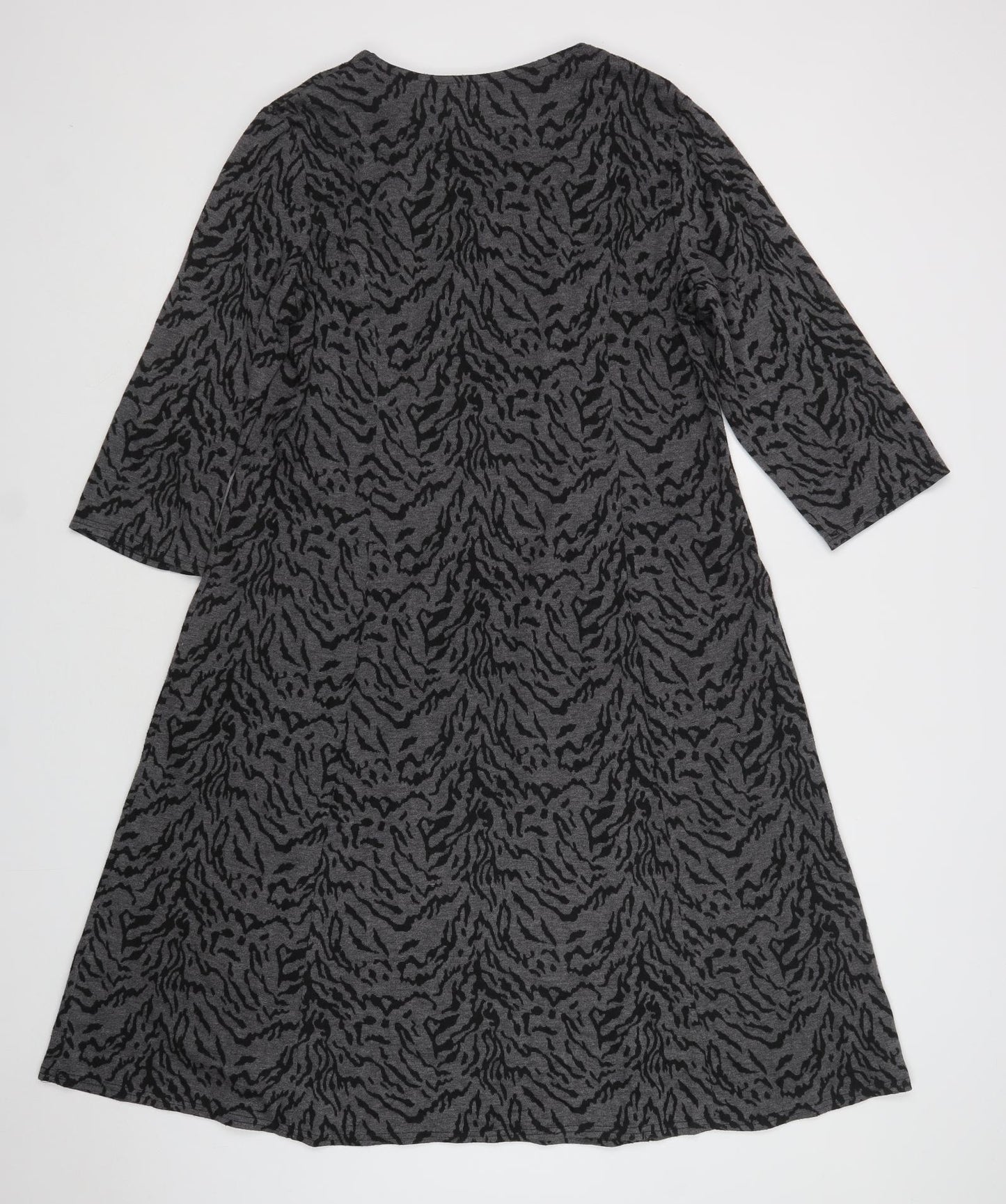Essential Collection Womens Grey Animal Print Polyester A-Line  Size 16  Square Neck