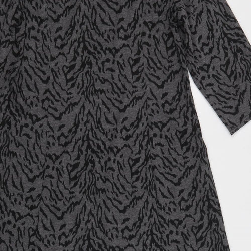 Essential Collection Womens Grey Animal Print Polyester A-Line  Size 16  Square Neck