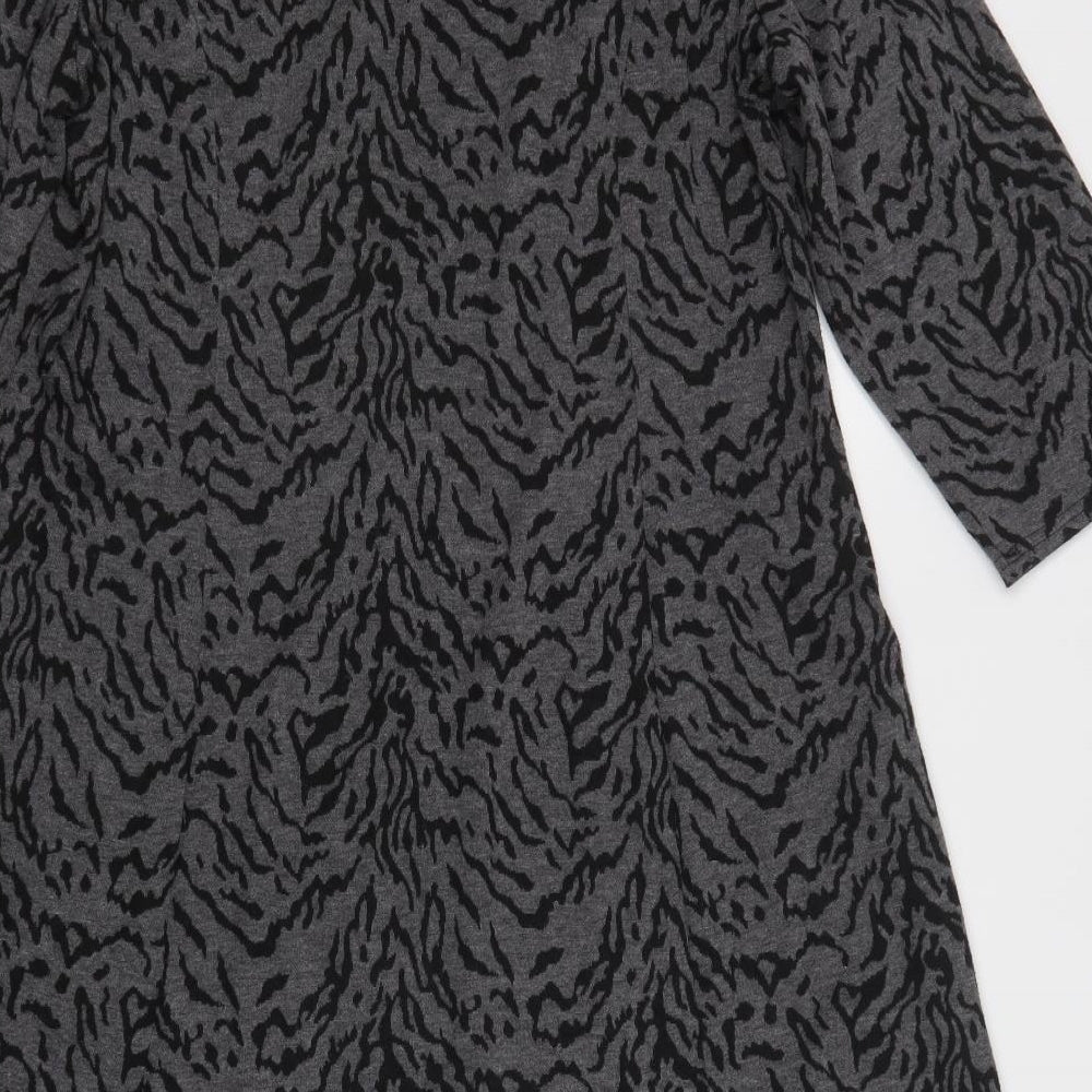 Essential Collection Womens Grey Animal Print Polyester A-Line  Size 16  Square Neck