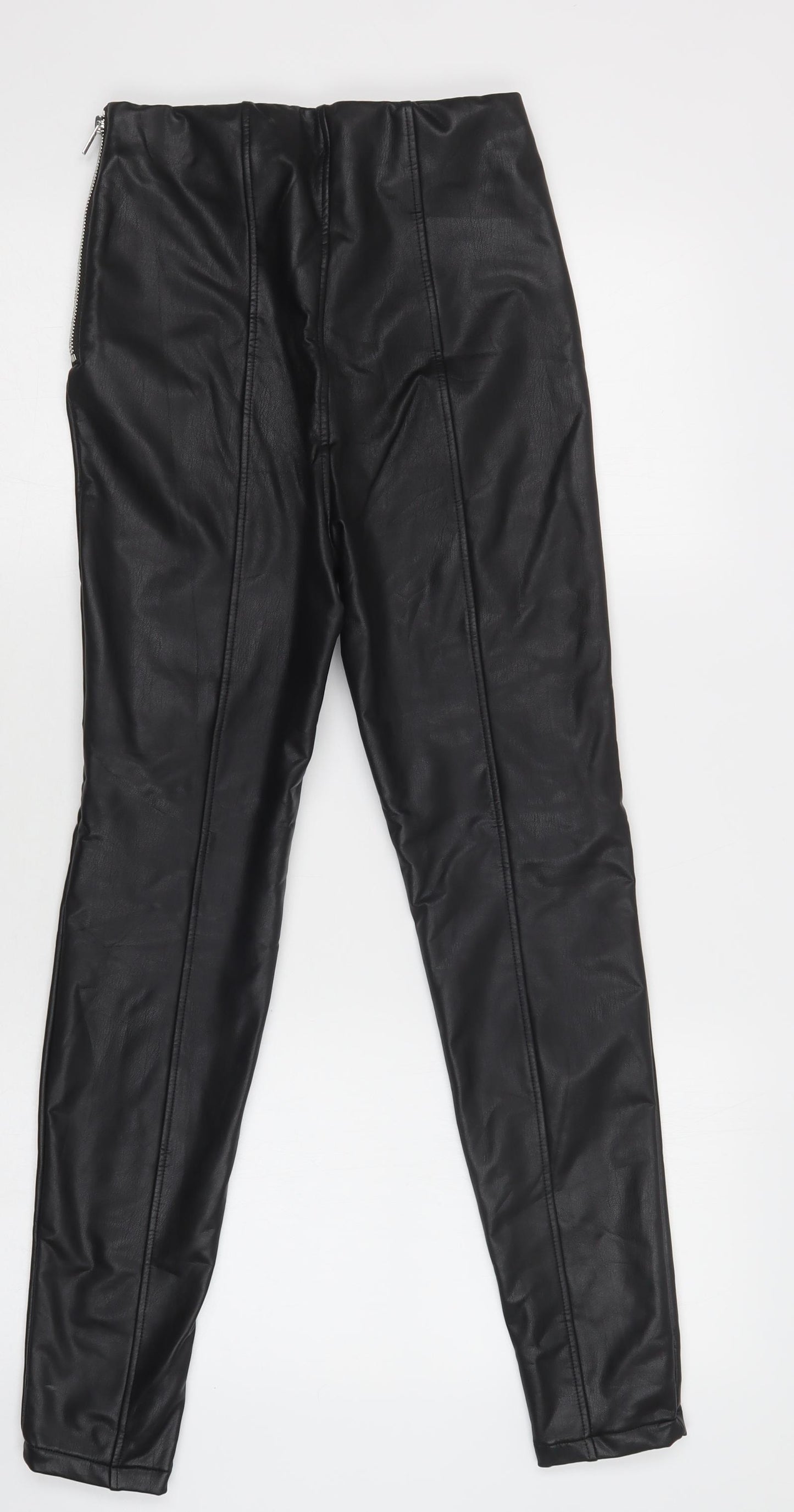 New Look Womens Black  Polyurethane Jegging Trousers Size 10 L30 in Regular Zip - Faux Leather