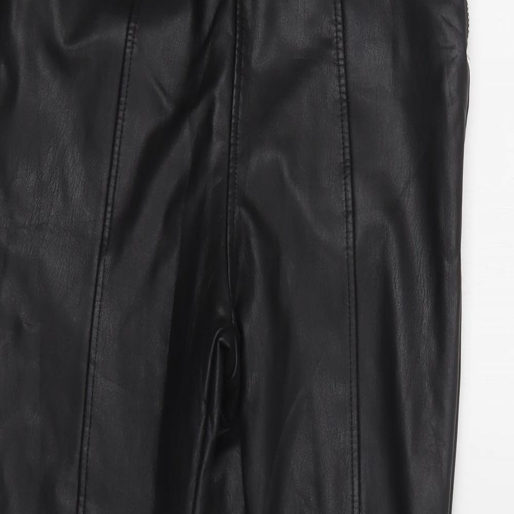 New Look Womens Black  Polyurethane Jegging Trousers Size 10 L30 in Regular Zip - Faux Leather