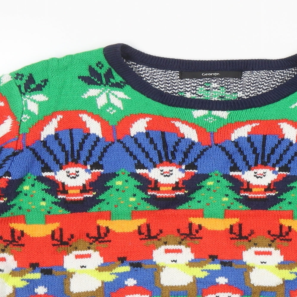 George Boys Multicoloured Round Neck  Acrylic Pullover Jumper Size 10 Years   - Christmas