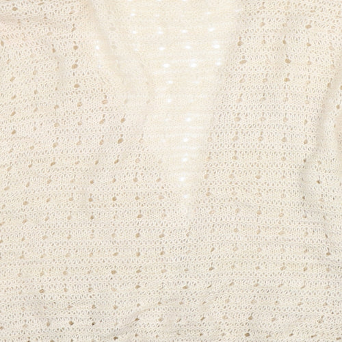G21 Womens Ivory V-Neck  Acrylic Cardigan Jumper Size 12