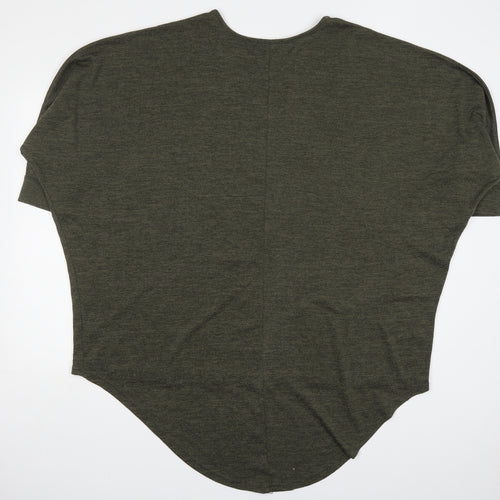 New Look Womens Green  Polyester Basic T-Shirt Size S Round Neck