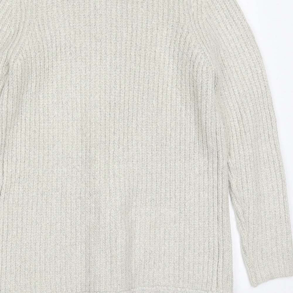 M&Co Womens Grey V-Neck  Acrylic Pullover Jumper Size 12