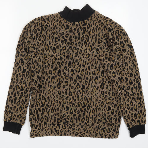 Select Womens Brown Animal Print Polyester Pullover Sweatshirt Size S  Pullover