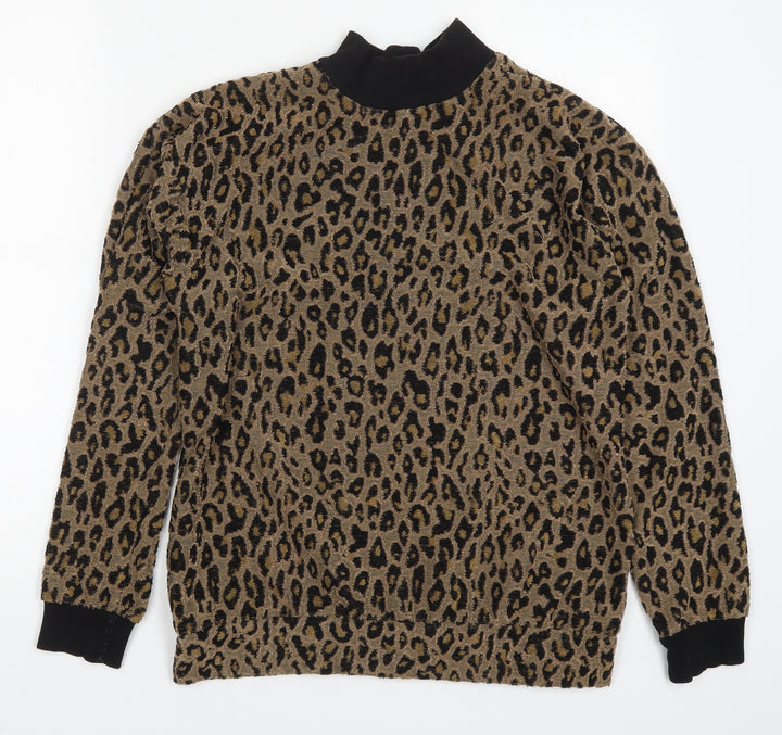Select Womens Brown Animal Print Polyester Pullover Sweatshirt Size S Pullover