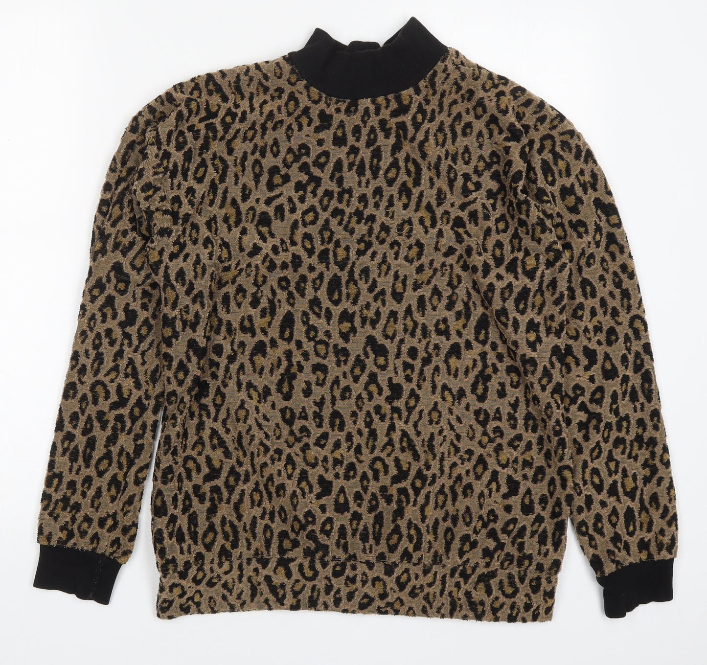 Select Womens Brown Animal Print Polyester Pullover Sweatshirt Size S  Pullover