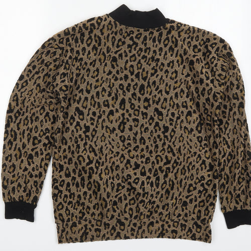 Select Womens Brown Animal Print Polyester Pullover Sweatshirt Size S  Pullover