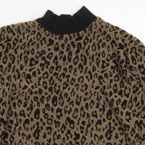 Select Womens Brown Animal Print Polyester Pullover Sweatshirt Size S  Pullover