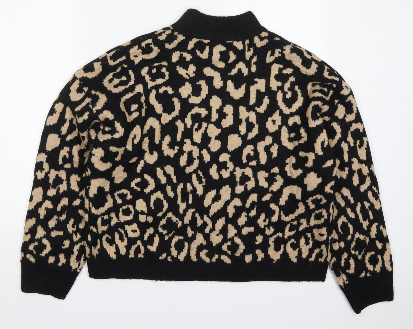 New Look Womens Brown Round Neck Animal Print Acrylic Pullover Jumper Size L