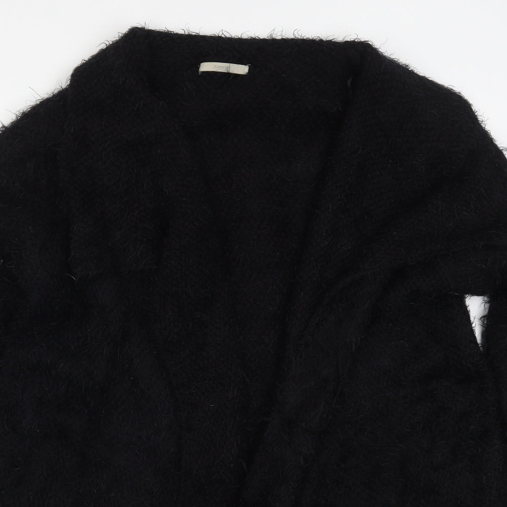 George Womens Black V-Neck  Acrylic Cardigan Jumper Size 14