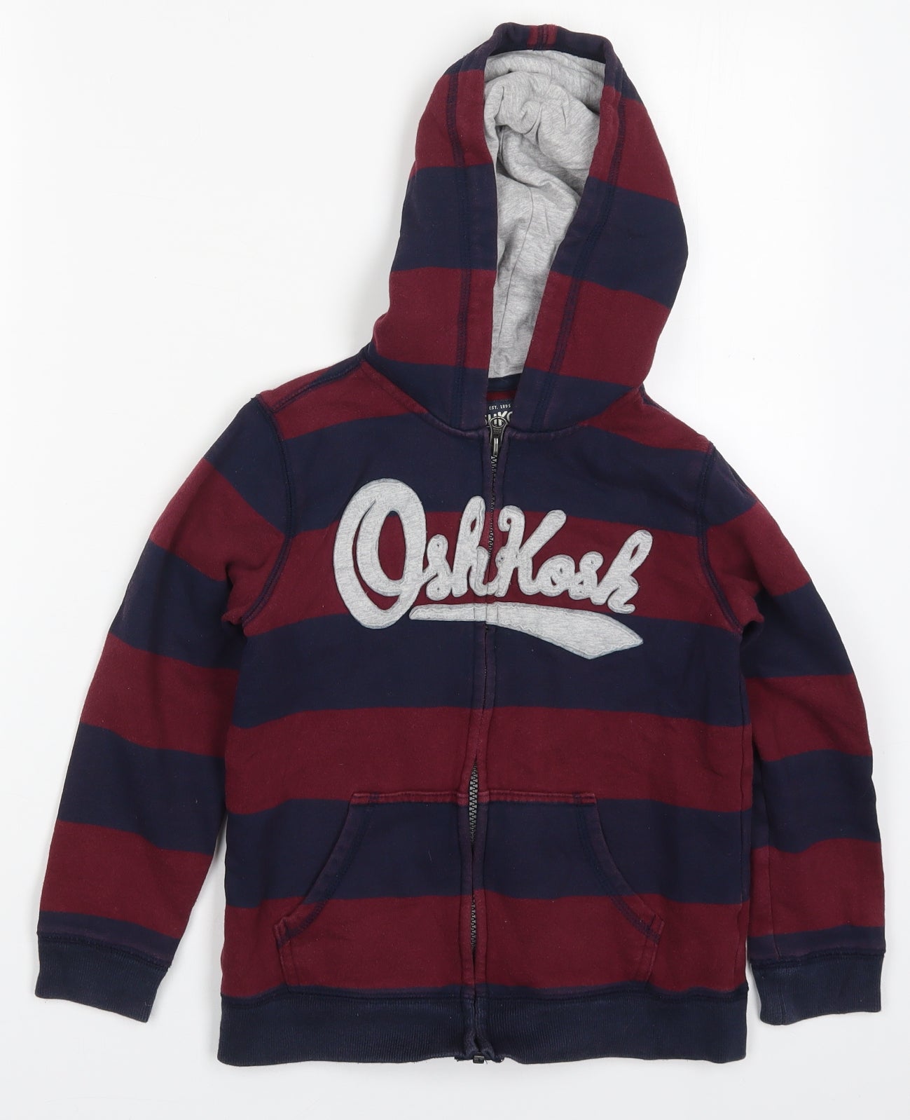 OshKosh Boys Red Spotted Cotton Full Zip Hoodie Size 8 Years  Zip