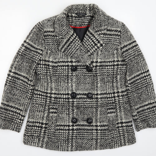 Classic Womens Grey Check  Pea Coat Coat Size 12  Button